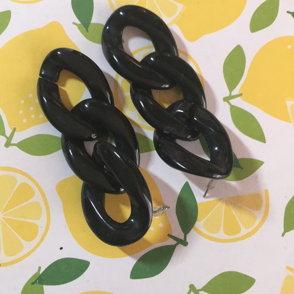 🍊 NWT Acrylic Stone Chain Resin Drop Earrings - Picture 8 of 13